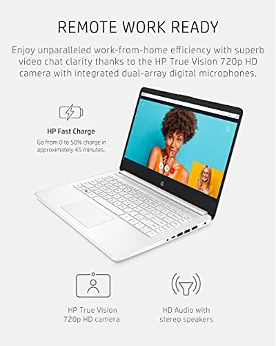 HP 14 Laptop, Intel Celeron N4020, 4 GB RAM, 64 GB Storage, 14-inch Micro-edge HD Display, Windows 11 Home, Thin & Portable, 4K Graphics, One Year of Microsoft 365 (14-dq0040nr, Snowflake White) : Electronics - Image 6