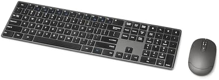 Amazon Basics Ultra Premium Wireless Keyboard and Mouse Combo, Rechargeable, Full-Size with Number Pad, Sleek Design, Plug and Play, Quiet Typing, 2.4GHz USB Receiver, Black : Electronics