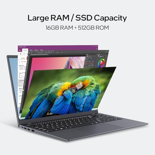 UOWAMOU 15.6-inch, 16GB RAM, 512GB SSD, FHD IPS Display Laptop Computer, N5095 Quad Core, 2.4/5G WiFi, BT4.2 Backlit and Fingerprint, Lightweight and Portable : Electronics - Image 4