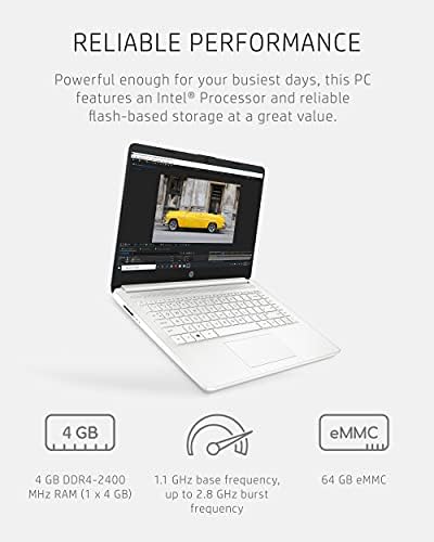 HP 14 Laptop, Intel Celeron N4020, 4 GB RAM, 64 GB Storage, 14-inch Micro-edge HD Display, Windows 11 Home, Thin & Portable, 4K Graphics, One Year of Microsoft 365 (14-dq0040nr, Snowflake White) : Electronics - Image 3