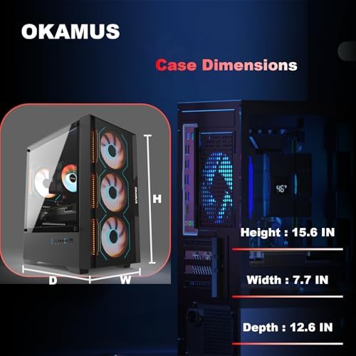 OKAMUS Gaming PC, i7 CPU Up to 4.0GHz, RX 590 2304 SP 8GB DDR5 Graphics Card, 512 GB M.2, 16 GB RAM Pre-Built Computer, ARGB Fans x 4, Win 11 Home,WiFi 6 + BT 5.3, 550W PSU (RX 590+512GB+16GB) : Electronics - Image 4