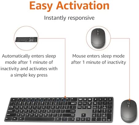 Amazon Basics Ultra Premium Wireless Keyboard and Mouse Combo, Rechargeable, Full-Size with Number Pad, Sleek Design, Plug and Play, Quiet Typing, 2.4GHz USB Receiver, Black : Electronics - Image 5