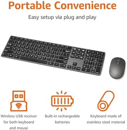 Amazon Basics Ultra Premium Wireless Keyboard and Mouse Combo, Rechargeable, Full-Size with Number Pad, Sleek Design, Plug and Play, Quiet Typing, 2.4GHz USB Receiver, Black : Electronics - Image 2