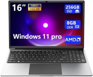 Laptop 16-inch 8GB DDR 256GB SSD portable laptop computer, expandable to 1TB, AMD A9-9400 Radeon R5 CPU up to 3.2 GHz, 9000mAh battery, Numeric Keypad, USB 3.0, dual-band WiFi, webcam, slim laptops : Electronics