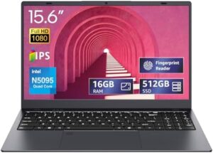 UOWAMOU 15.6-inch, 16GB RAM, 512GB SSD, FHD IPS Display Laptop Computer, N5095 Quad Core, 2.4/5G WiFi, BT4.2 Backlit and Fingerprint, Lightweight and Portable : Electronics