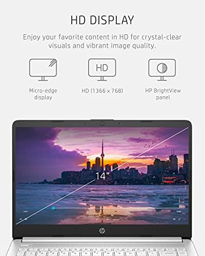 HP 14 Laptop, Intel Celeron N4020, 4 GB RAM, 64 GB Storage, 14-inch Micro-edge HD Display, Windows 11 Home, Thin & Portable, 4K Graphics, One Year of Microsoft 365 (14-dq0040nr, Snowflake White) : Electronics - Image 4