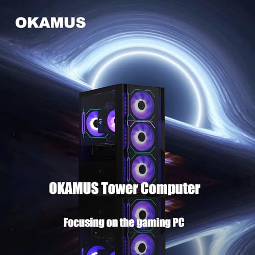 OKAMUS Gaming PC, i7 CPU Up to 4.0GHz, RX 590 2304 SP 8GB DDR5 Graphics Card, 512 GB M.2, 16 GB RAM Pre-Built Computer, ARGB Fans x 4, Win 11 Home,WiFi 6 + BT 5.3, 550W PSU (RX 590+512GB+16GB) : Electronics - Image 2