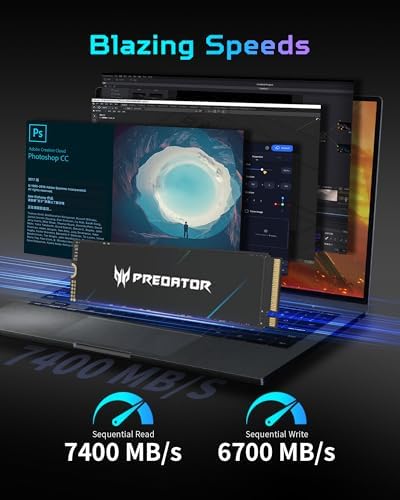 Predator M.2 SSD 2TB GM7000 with DRAM cache NVMe 1.4 2280 PCIe Gen4×4 Ultra high speed (maximum read: 7400MB/s, max write: 6700MB/s) 3D NAND TLC Internal SSD Compatible with PS5 Pro - BL.9BWWR.106 : Electronics - Image 2