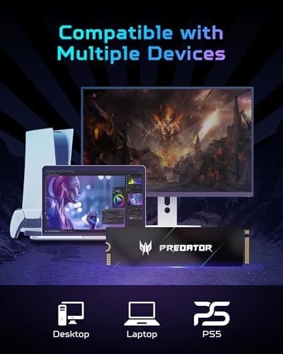 Predator M.2 SSD 2TB GM7000 with DRAM cache NVMe 1.4 2280 PCIe Gen4×4 Ultra high speed (maximum read: 7400MB/s, max write: 6700MB/s) 3D NAND TLC Internal SSD Compatible with PS5 Pro - BL.9BWWR.106 : Electronics - Image 5