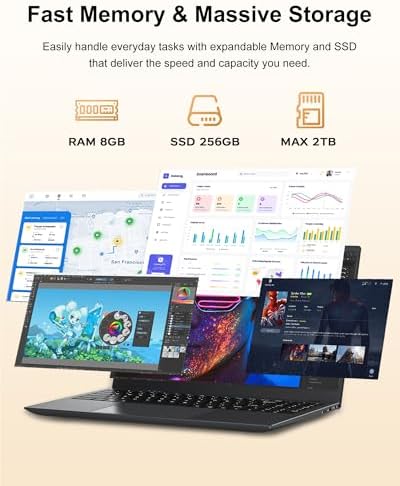 BLUEING Laptop Computer, 8GB RAM 256GB SSD, Laptop with Gold 6500Y (Beat N5095, Up to 3.4GHz), 15.6 Inch FHD IPS Display, Type-C, HDMI, USB3.2, BT5.2, WiFi 5, Laptops : Electronics - Image 5