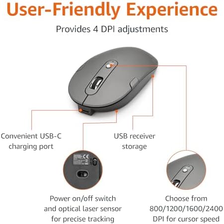 Amazon Basics Ultra Premium Wireless Keyboard and Mouse Combo, Rechargeable, Full-Size with Number Pad, Sleek Design, Plug and Play, Quiet Typing, 2.4GHz USB Receiver, Black : Electronics - Image 4