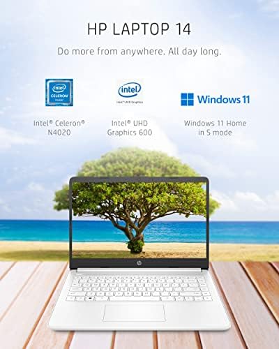 HP 14 Laptop, Intel Celeron N4020, 4 GB RAM, 64 GB Storage, 14-inch Micro-edge HD Display, Windows 11 Home, Thin & Portable, 4K Graphics, One Year of Microsoft 365 (14-dq0040nr, Snowflake White) : Electronics - Image 2