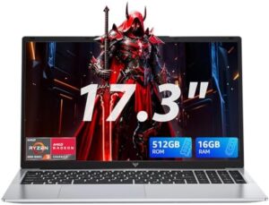 KAIGERR 17.3 inch Laptop, AMD Ryzen 4300U, 16GB RAM 512GB SSD Laptop Computer, Webcam, 2026 Business Laptop, Windοws 11 Laptop, 62.7Wh Battery, WiFi, Numeric Keypad : Electronics