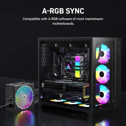 Auotac 1000W Fully Modular Power Supply, 80+ Gold Certified PSU, ATX 3.1 & PCIe 5.1 Ready, 12V-2x6 Native Connector, 140mm RGB Low-Noise Smart Fan, 105℃ Japanese Capacitors, Black : Electronics - Image 8