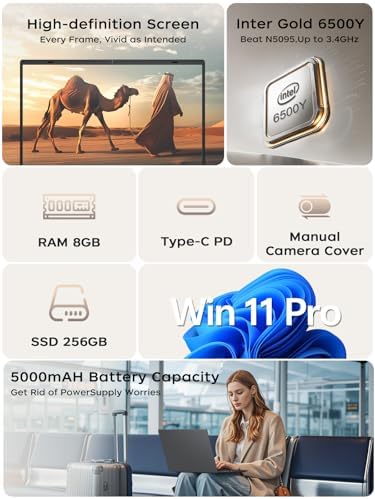 BLUEING Laptop Computer, 8GB RAM 256GB SSD, Laptop with Gold 6500Y (Beat N5095, Up to 3.4GHz), 15.6 Inch FHD IPS Display, Type-C, HDMI, USB3.2, BT5.2, WiFi 5, Laptops : Electronics - Image 3